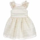 Girls Ivory & Gold Special Occasion Dress, 1, hi-res