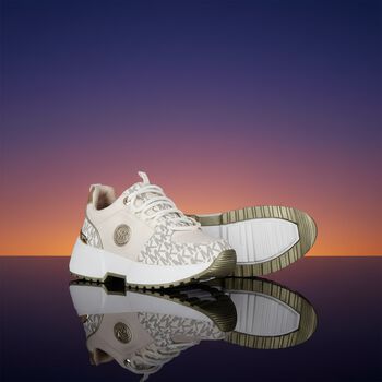 Girls Ivory & Gold Logo Trainers