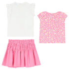 Younger Girls Pink & White Skirt Set, 1, hi-res