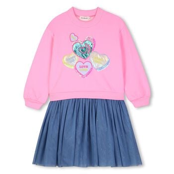 Girls Pink & Blue Heart Dress