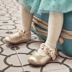 Younger Girls Gold Ballerina Shoes, 1, hi-res