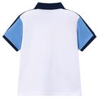 Boys White & Blue Logo Polo Shirt, 2, hi-res
