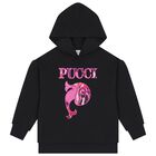 Girls Black Pesci Logo Hooded Top, 1, hi-res