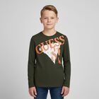 Boys Green Logo Long Sleeve Top, 1, hi-res