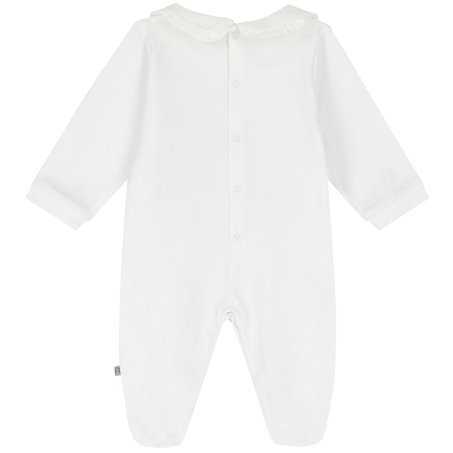 Baby Girls White Teddy Bear Logo Babygrow, 1, hi-res