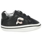 Baby Boys Black Ikonik Karl Pre Walker Shoes, 1, hi-res