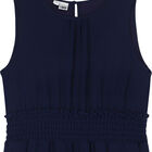 Girls Navy Pleated Dress, 1, hi-res