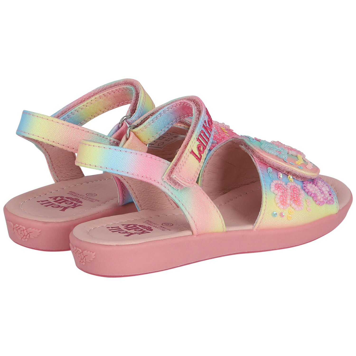 Girls Multi-Colored Butterfly Sandals, 1, hi-res