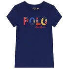 Girls Navy Logo T-Shirt, 2, hi-res