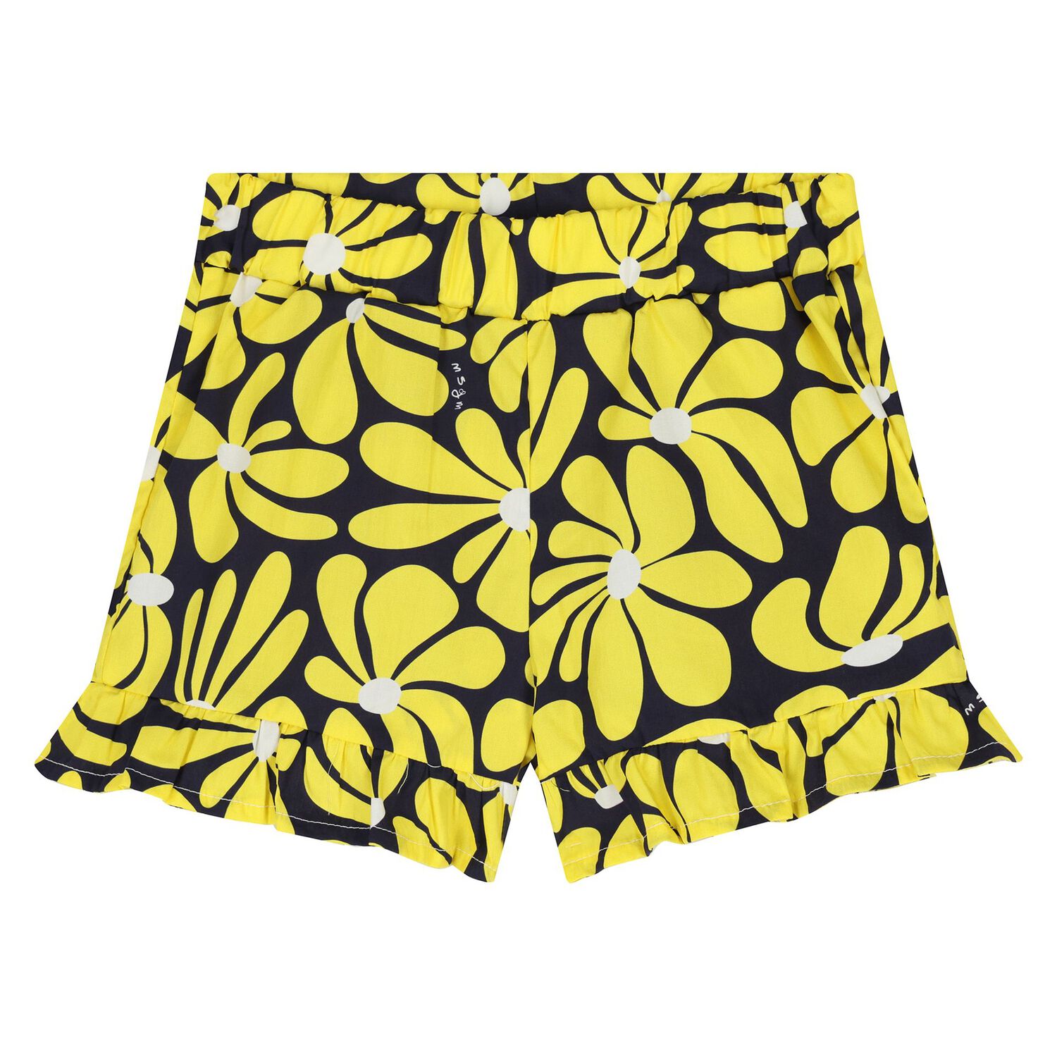 Younger Girls White & Yellow Shorts Set, 1, hi-res