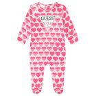 Baby Girls Pink Cotton Heart Logo Babygrow, 3, hi-res