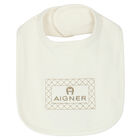 Ivory & Gold Logo Baby Bib, 1, hi-res