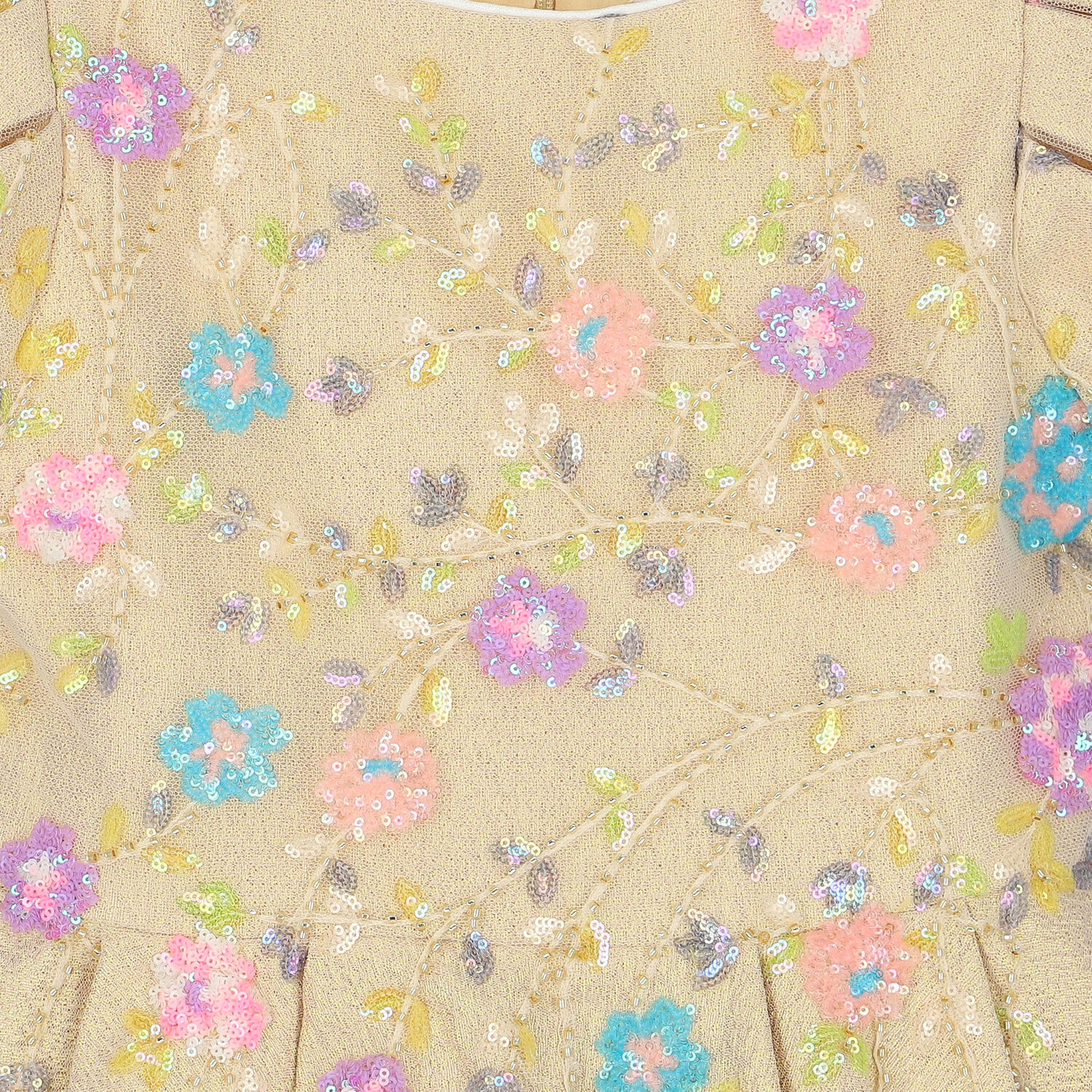 Girls Gold Embellished Sequin Dress, 1, hi-res