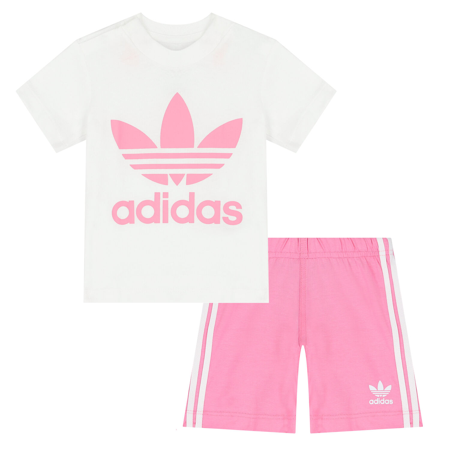 White & Pink Logo Shorts Set, 3, hi-res