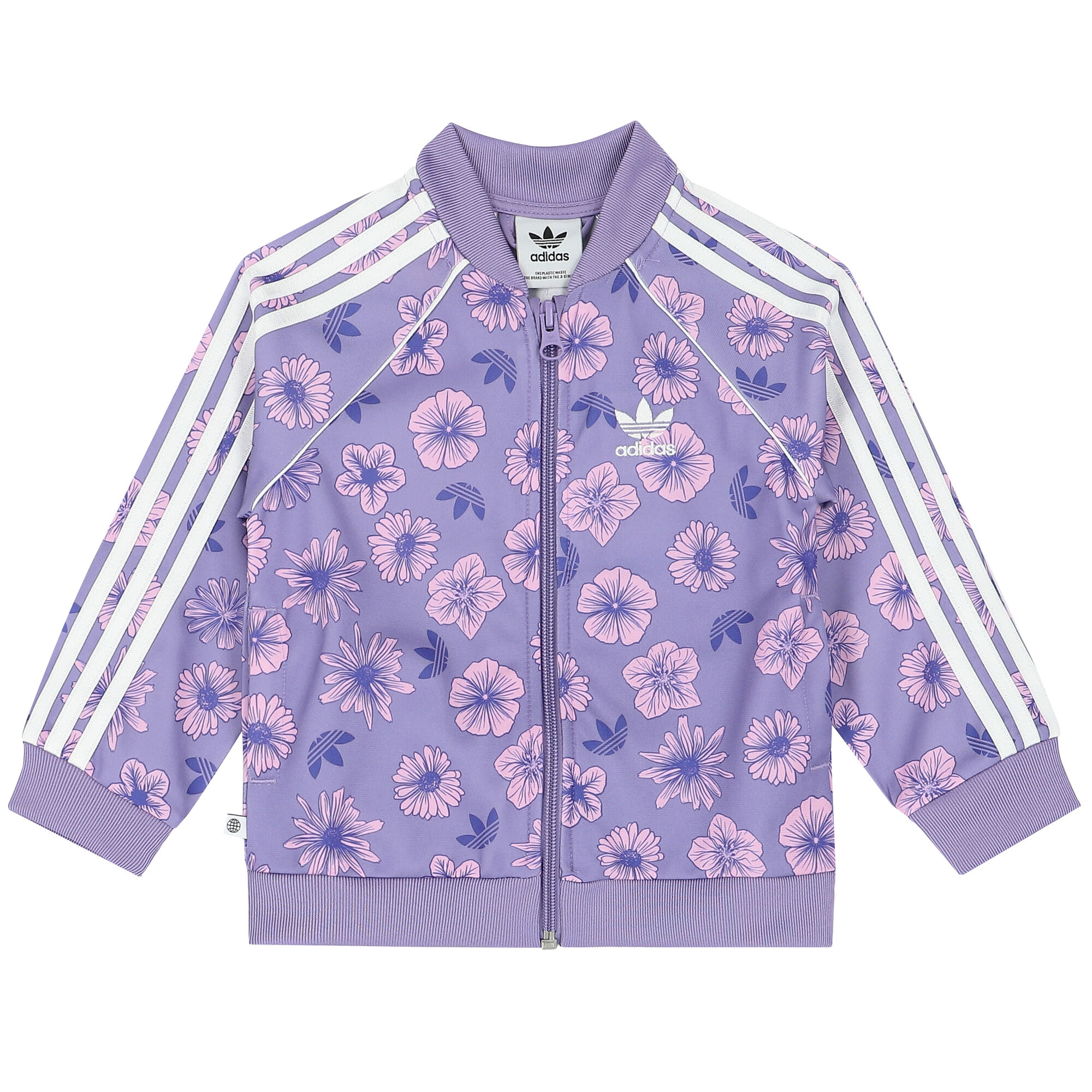 Adidas Kids Baby Girls Purple Floral Logo Tracksuit Junior Couture UK