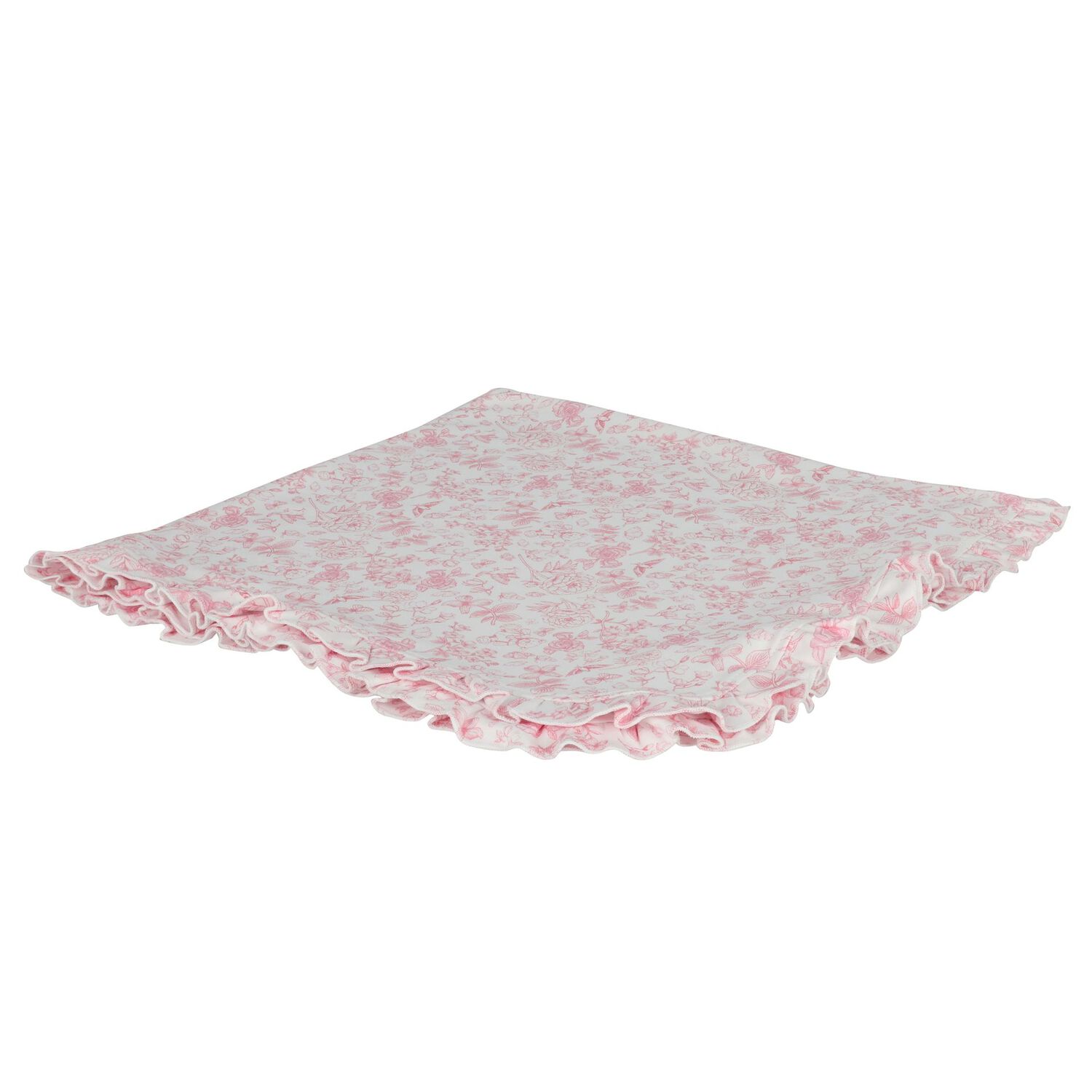 Baby Girls White & Pink Toile de Jouy Blanket, 1, hi-res image number null