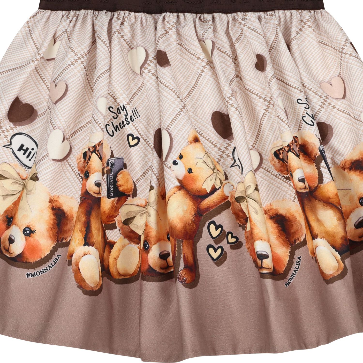 Girls Beige Teddy Bear Skirt, 1, hi-res