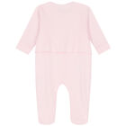 Baby Girls Pink Bow Babygrow, 1, hi-res
