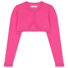 Girls Pink Bolero Knit Cardigan, 5, hi-res