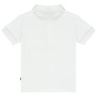 Younger Boys White Logo Polo Shirt, 1, hi-res