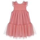 Girls Pink Ruffled Tulle Dress, 2, hi-res