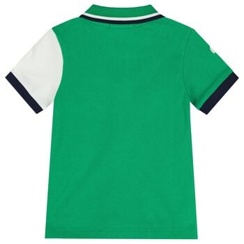 Baby Boys Green, White & Navy Blue Polo Shirt