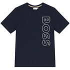 Boys Navy Blue Logo T-Shirt, 2, hi-res