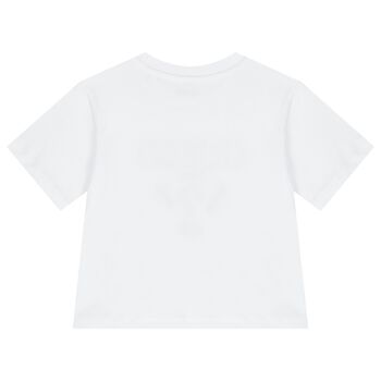 Girls White Logo Sequin T-Shirt