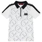 Boys White Logo Polo Shirt, 1, hi-res