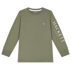 Boys Khaki Logo Long Sleeve Top, 2, hi-res