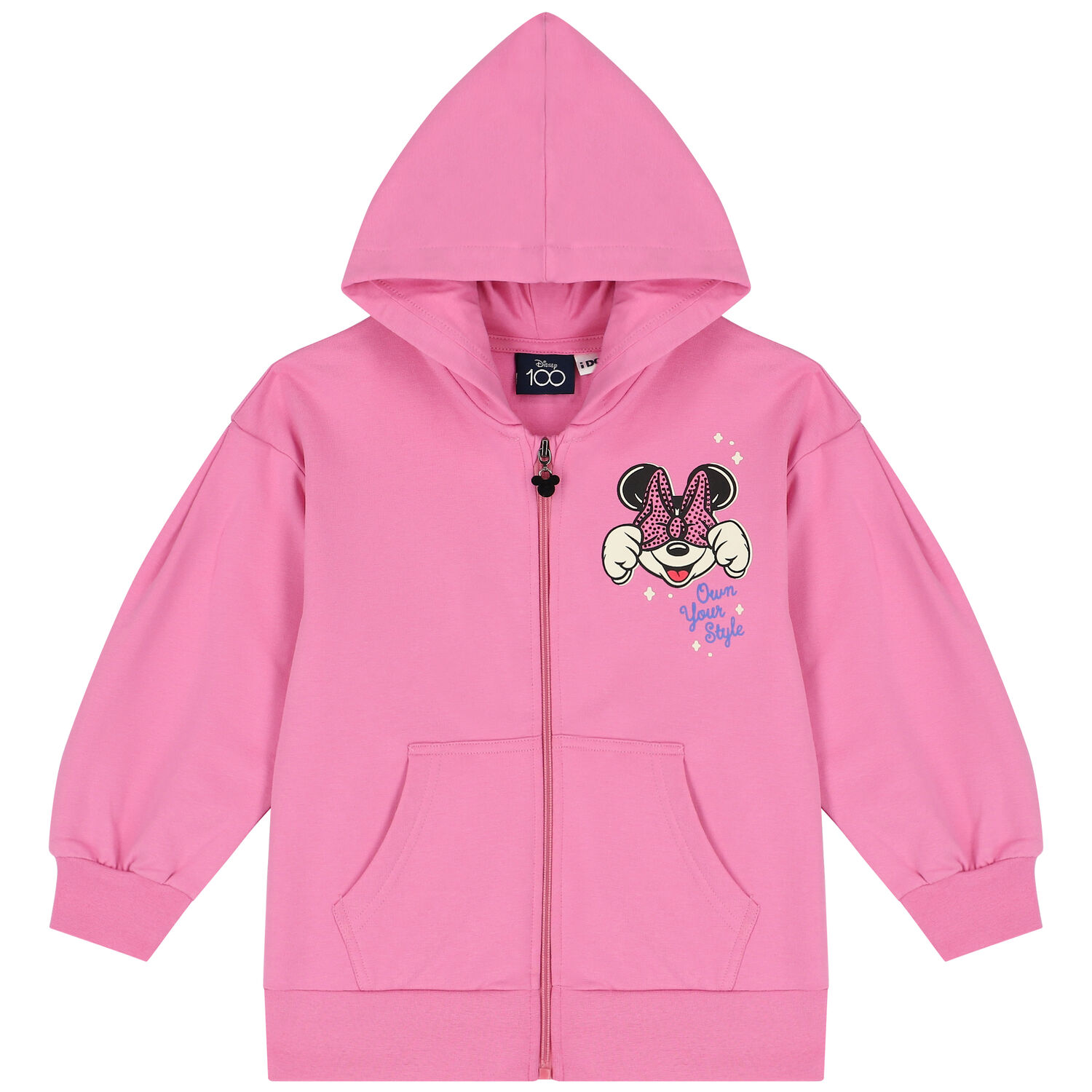 Girls Pink Minnie Mouse Hooded Zip Up Top, 1, hi-res image number null