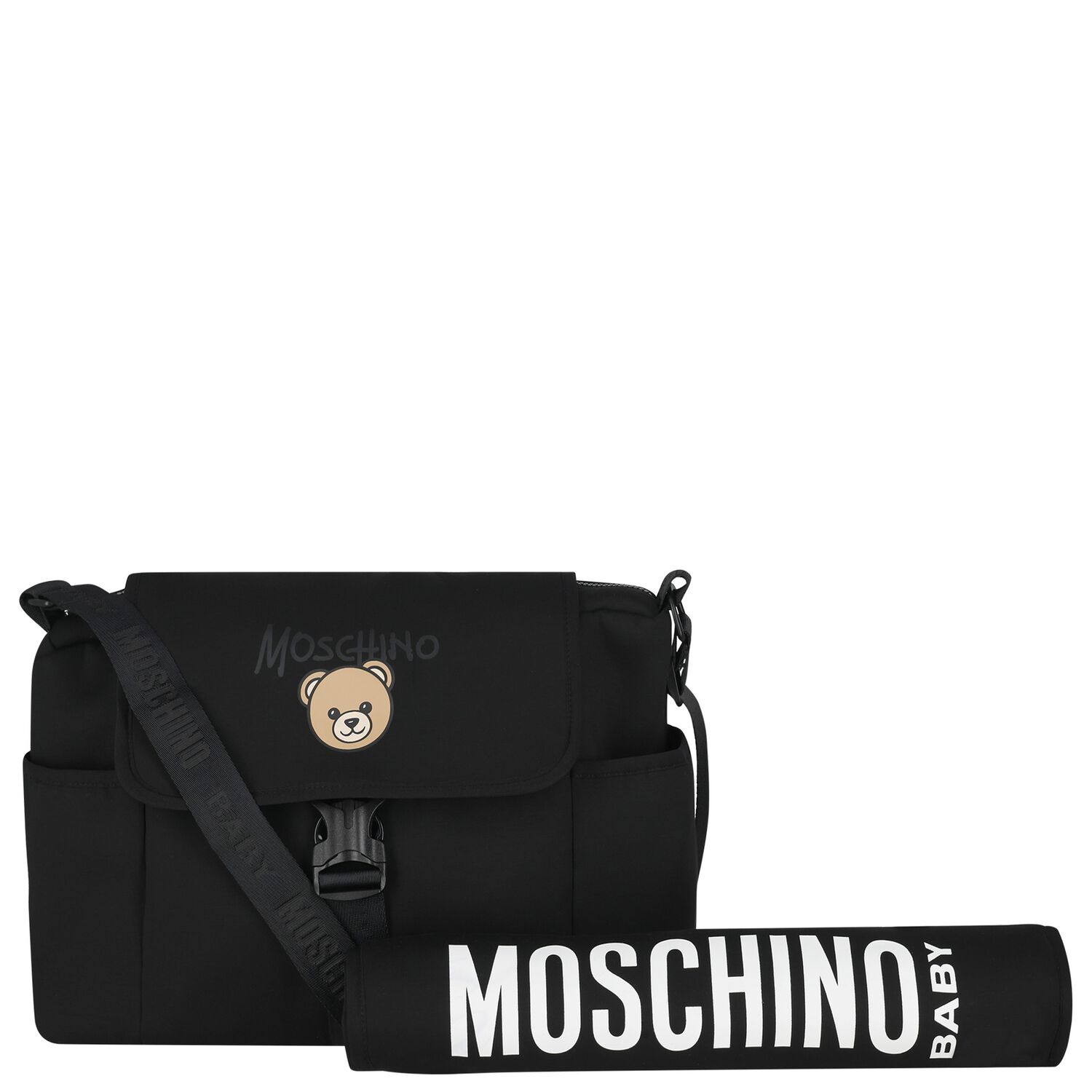 Black Teddy Bear Logo Baby Changing Bag ( 40CM ), 1, hi-res