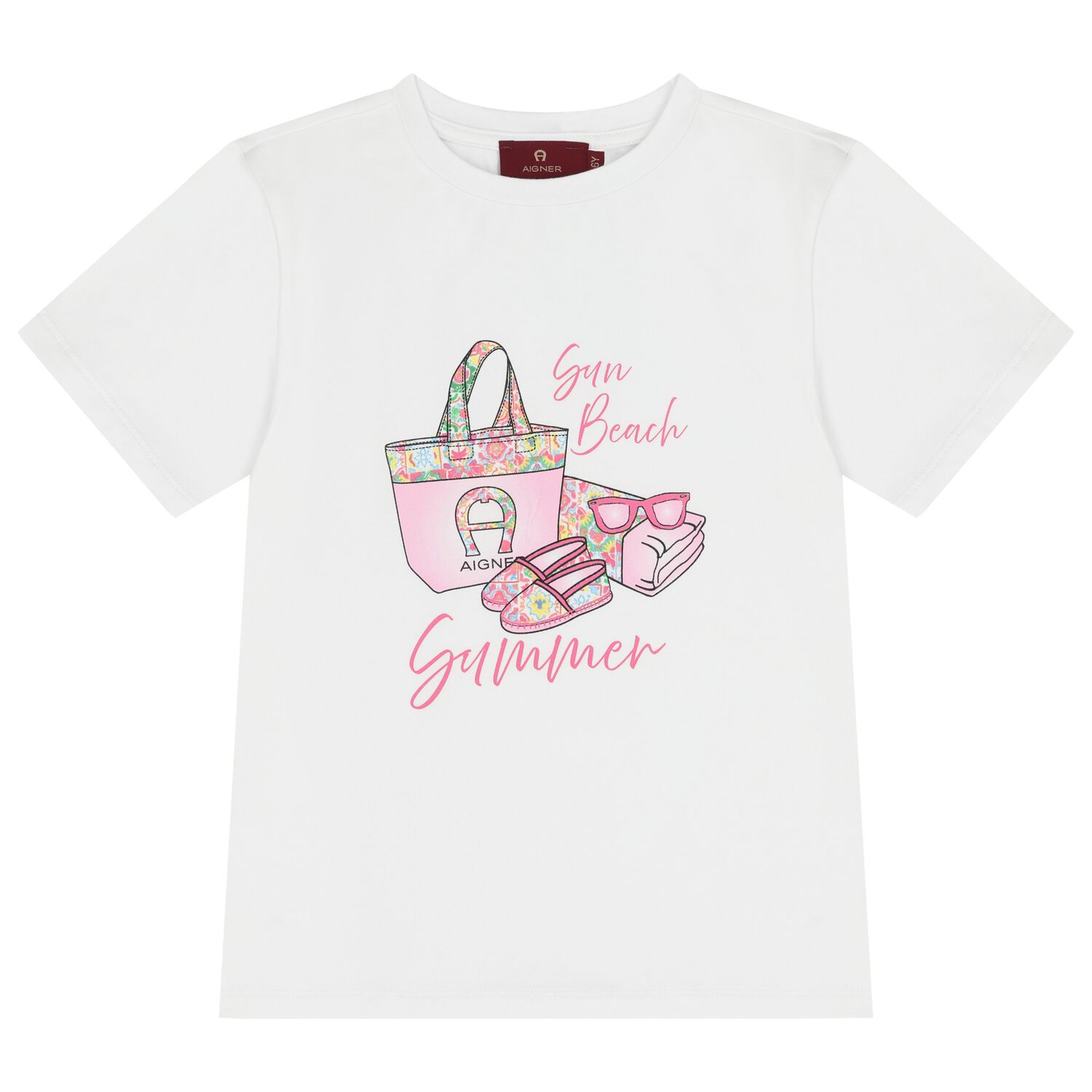 Girls White Logo T-Shirt, 1, hi-res