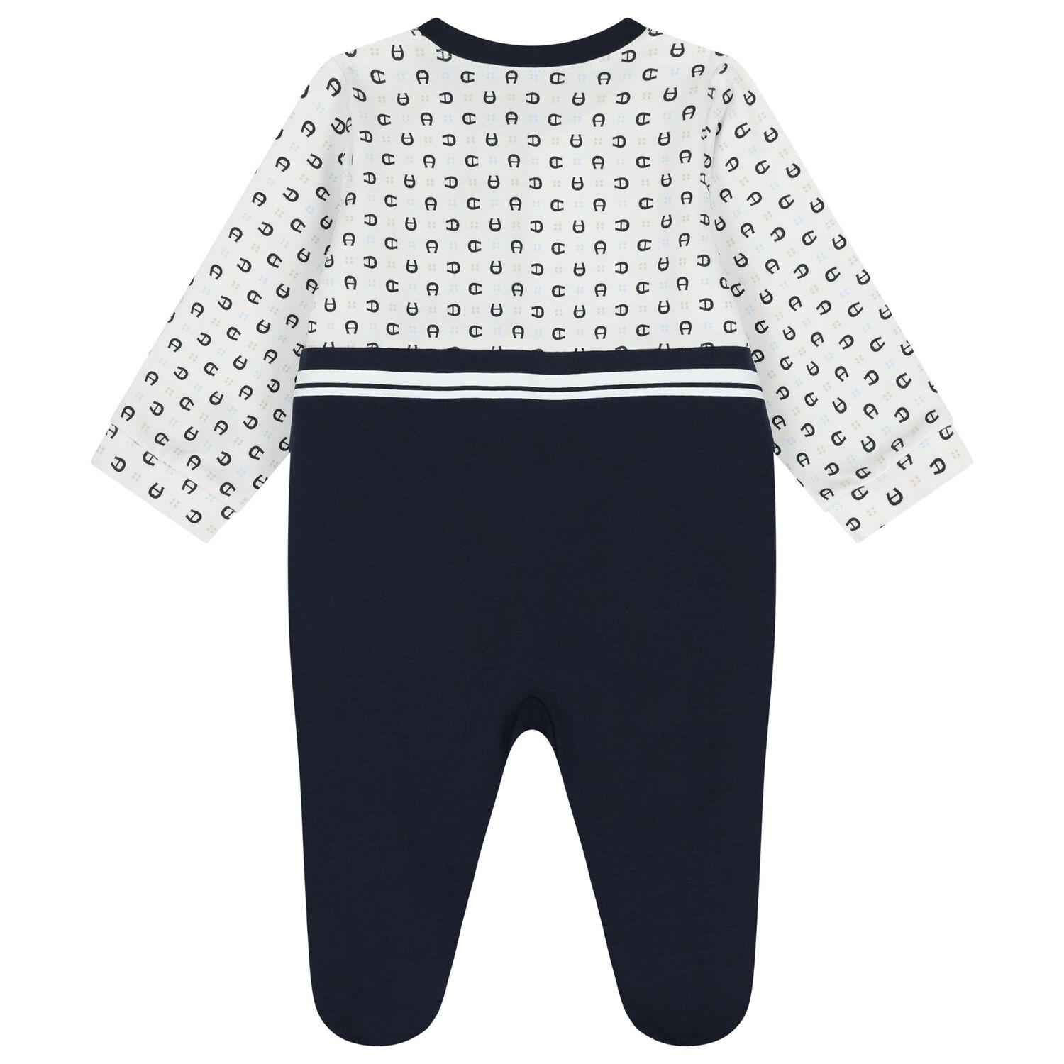 Baby Boys White & Navy Blue Babygrow Set, 1, hi-res