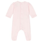 Baby Girls Pink Embroidered Babygrow, 1, hi-res