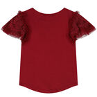Girls Red Lace Top, 3, hi-res