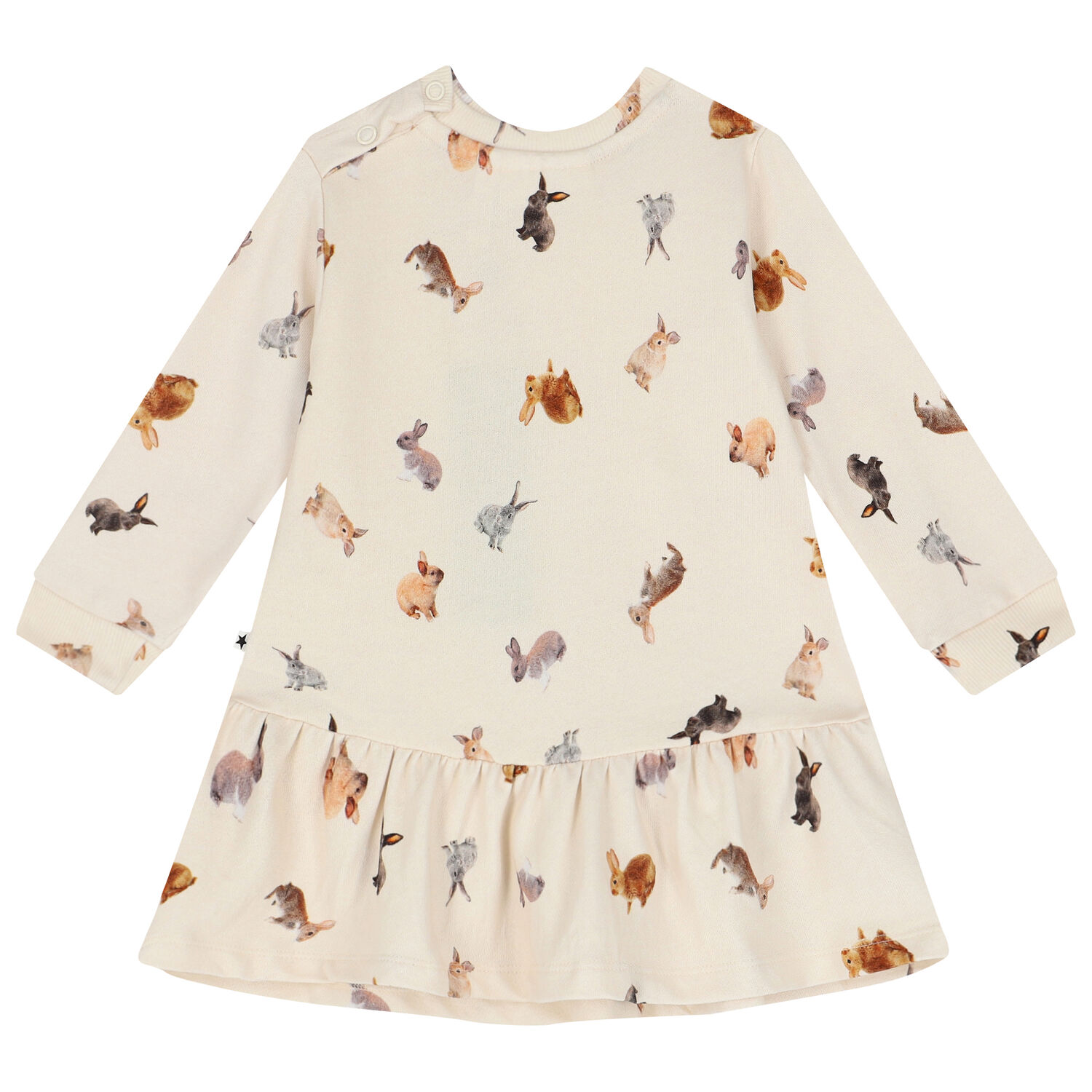 Younger Girls Beige Rabbit Dress, 1, hi-res