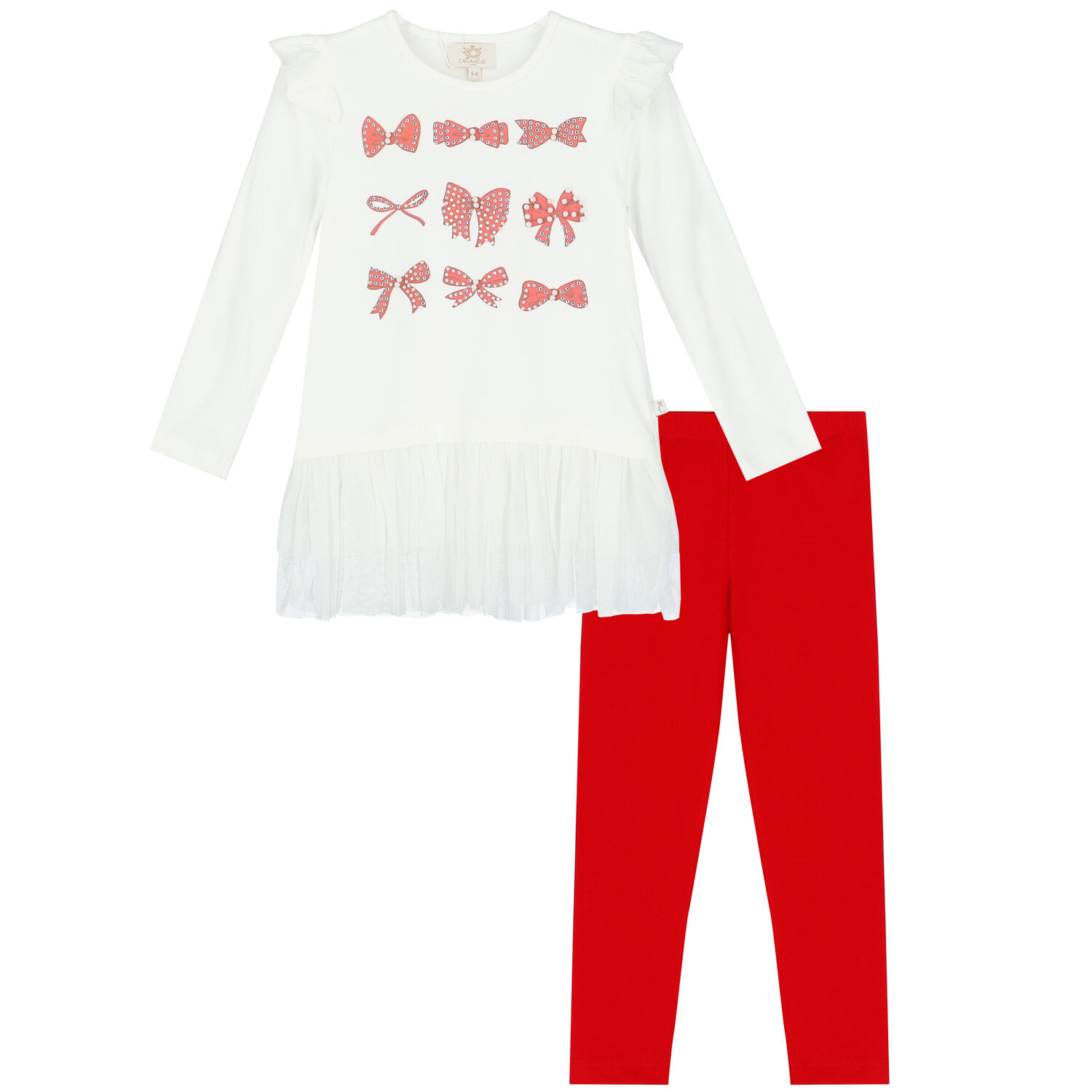 Girls Ivory & Red Leggings Set, 1, hi-res