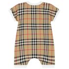 White & Beige Check Baby Romper, 1, hi-res