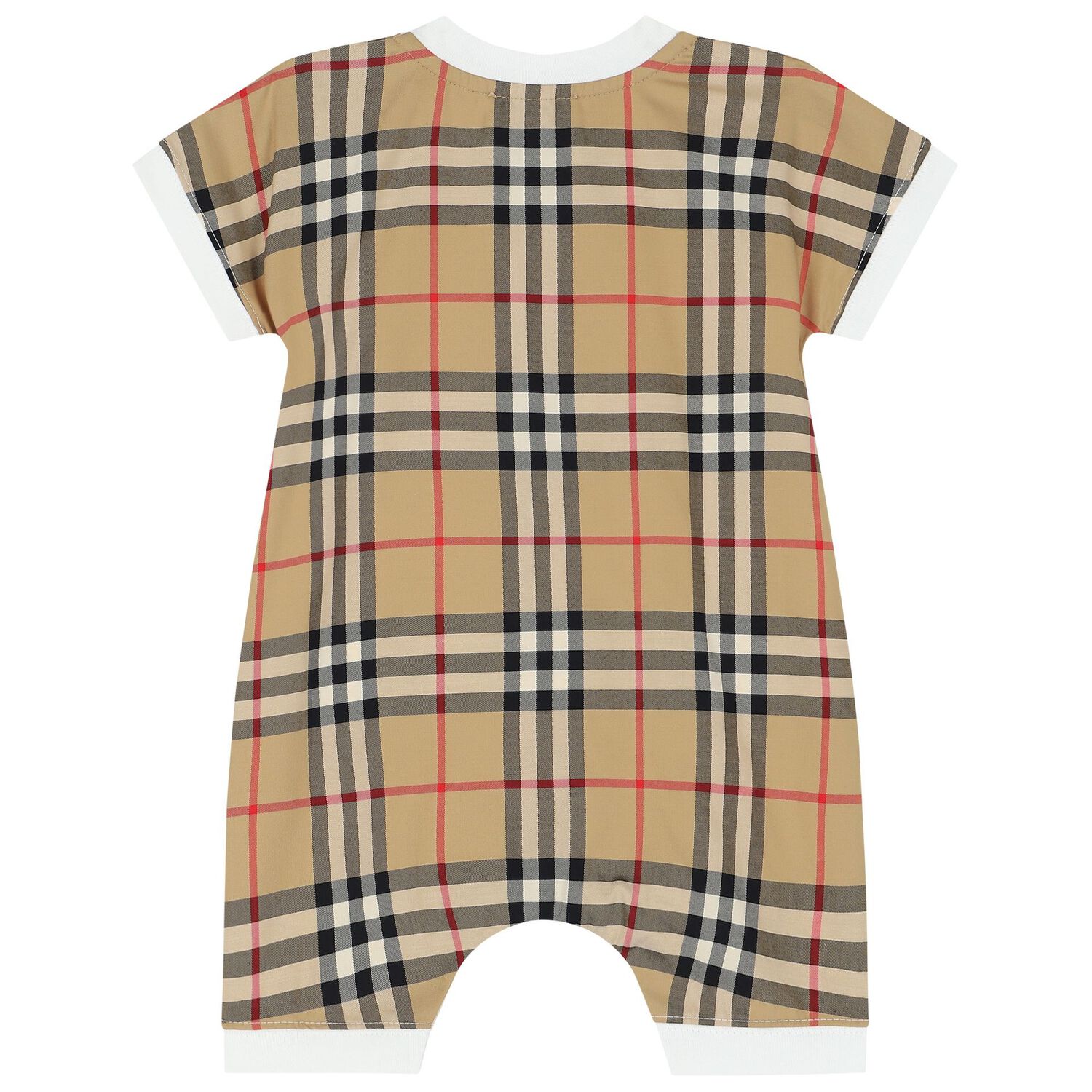 White & Beige Check Baby Romper, 1, hi-res