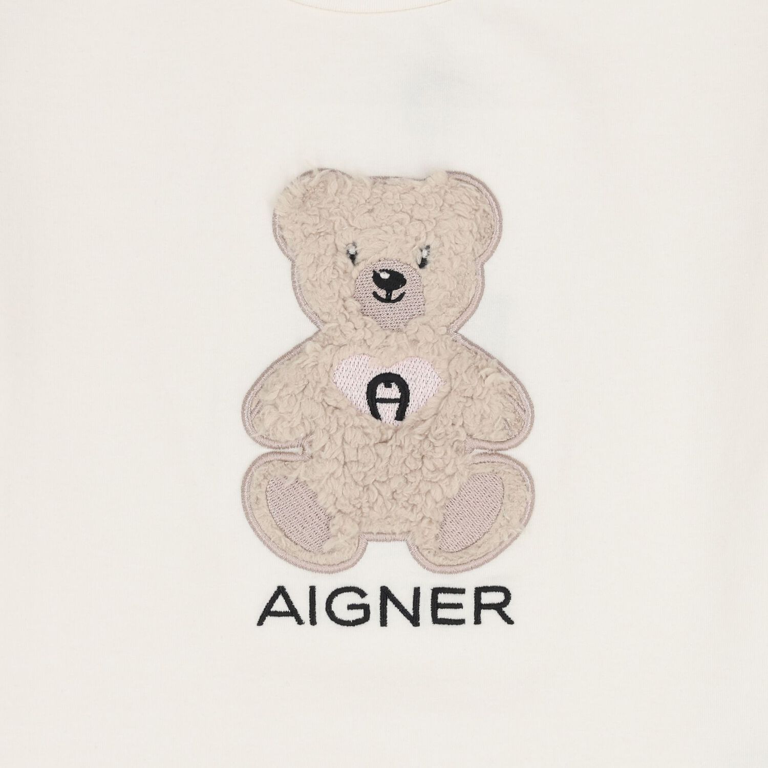 Younger Girls Ivory Teddy Bear Logo T-Shirt, 1, hi-res