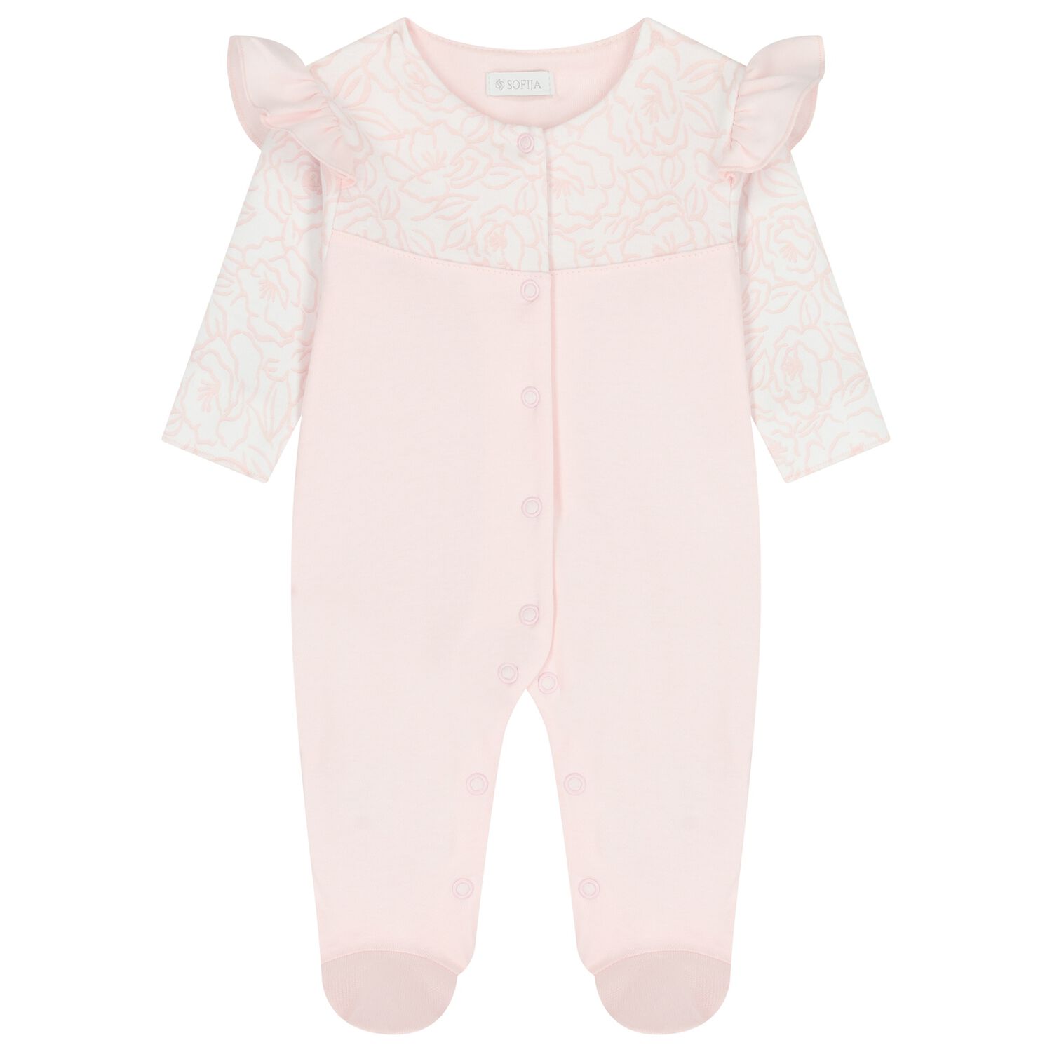 Baby Girls Pink Floral Babygrow, 1, hi-res