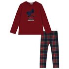Girls Red & Navy Blue Tartan Leggings Set, 2, hi-res