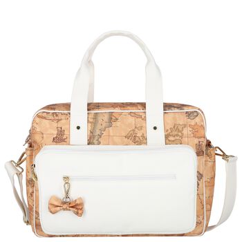 Beige & White Geo Map Baby Changing Bag