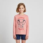 Girls Pink Elephant Logo Long Sleeve Top, 2, hi-res