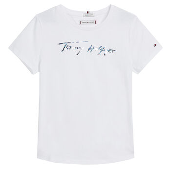 Girls White Logo T-Shirt