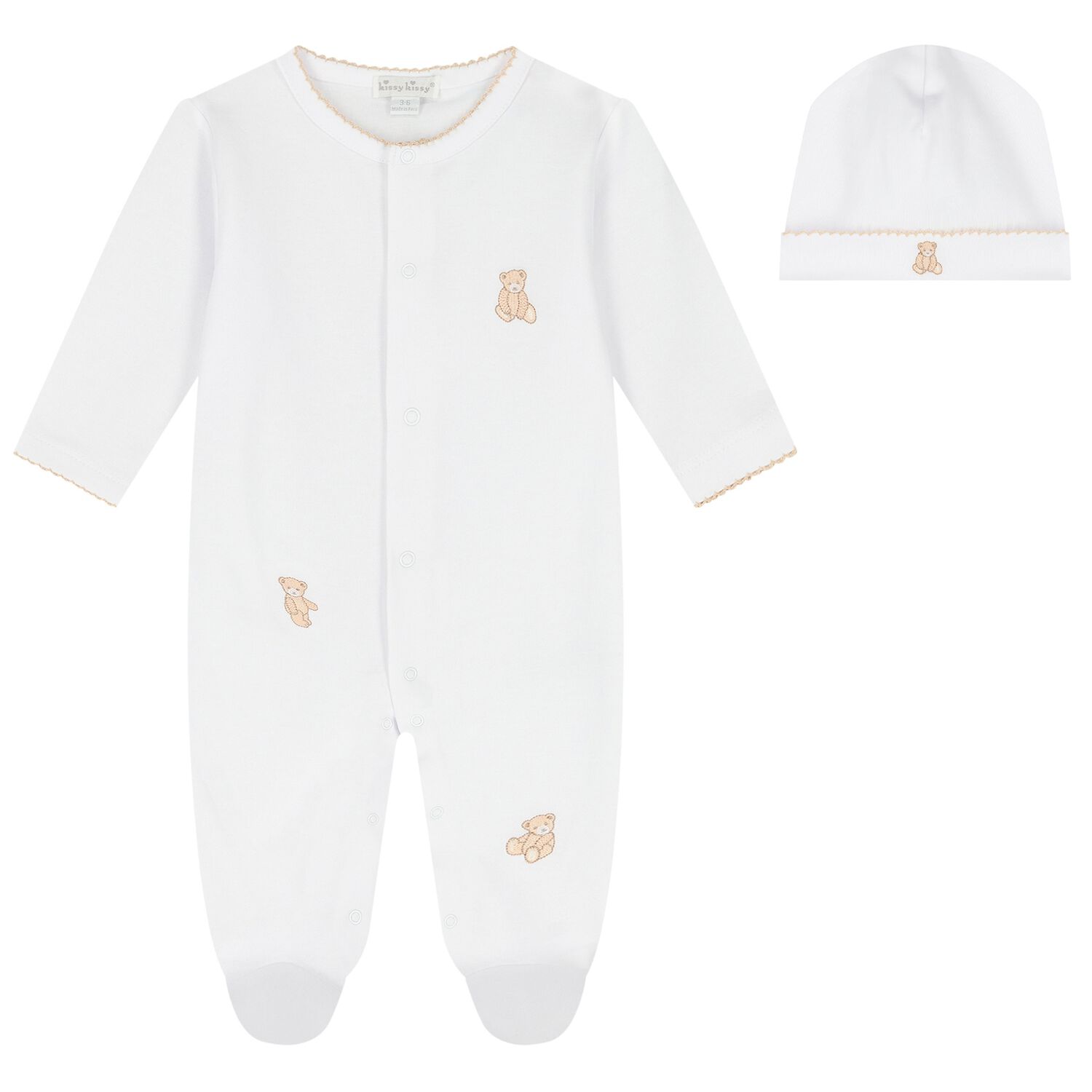 White Teddy Bear Babygrow Gift Set, 1, hi-res