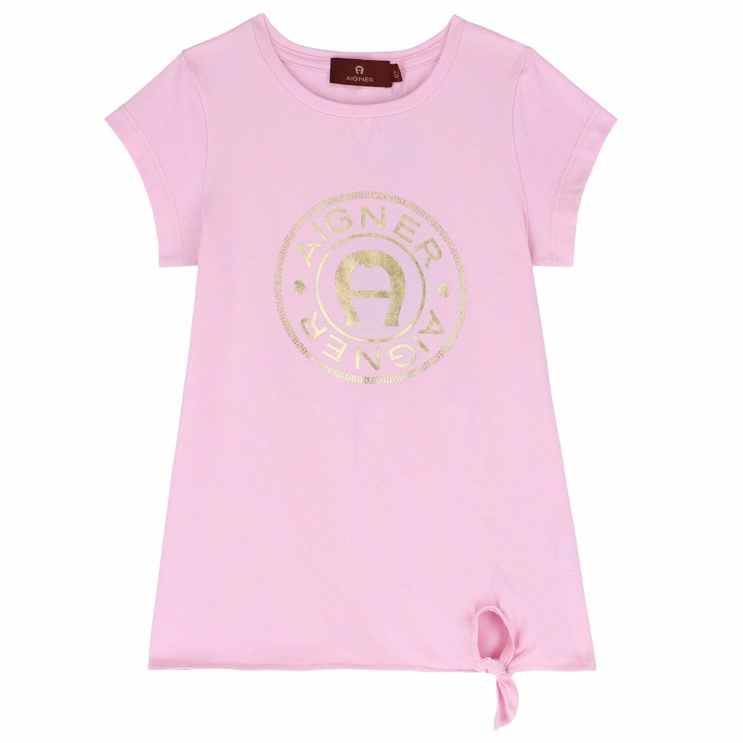 Girls Pink & Gold Logo T-Shirt, 1, hi-res