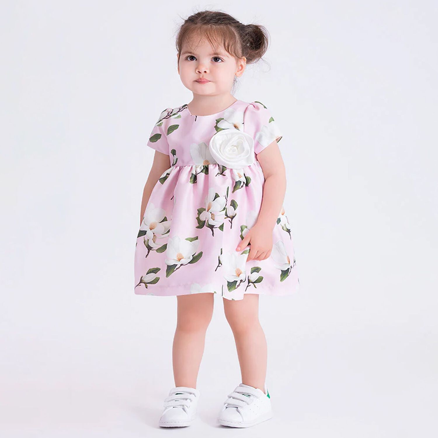 Baby Pink Green Magnolia Dress, 2, hi-res