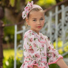 Girls Pink Wide Flower Headband, 2, hi-res